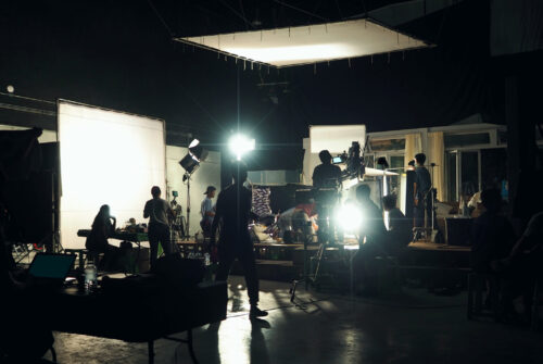 Making of movie video in big production studio